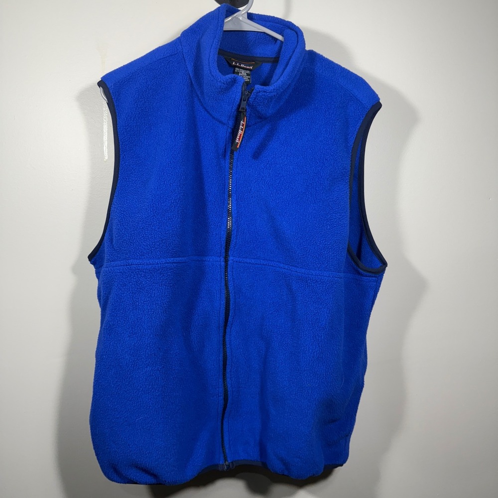 L.L.Bean Mens Fleece Vest Full Zip Blue Polartec Outdoor‎ L-Reg Large